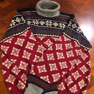 Hand Knit Turtleneck Polo Sweater